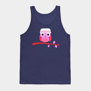 Cute owl on a branch -pink Tank Top